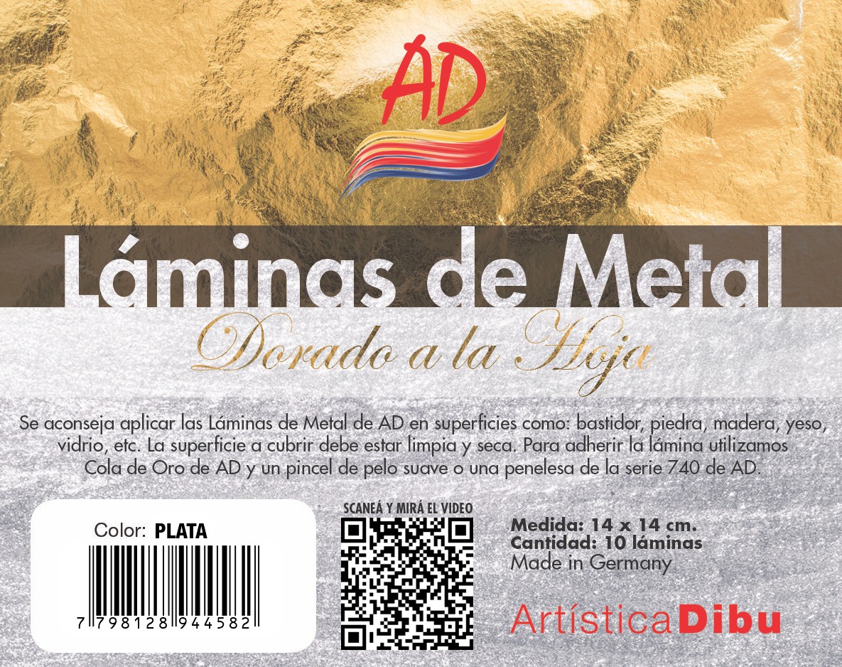 LAMINA PARA DORADO A LA HOJA   SOBRE X10 HOJAS - PLATA