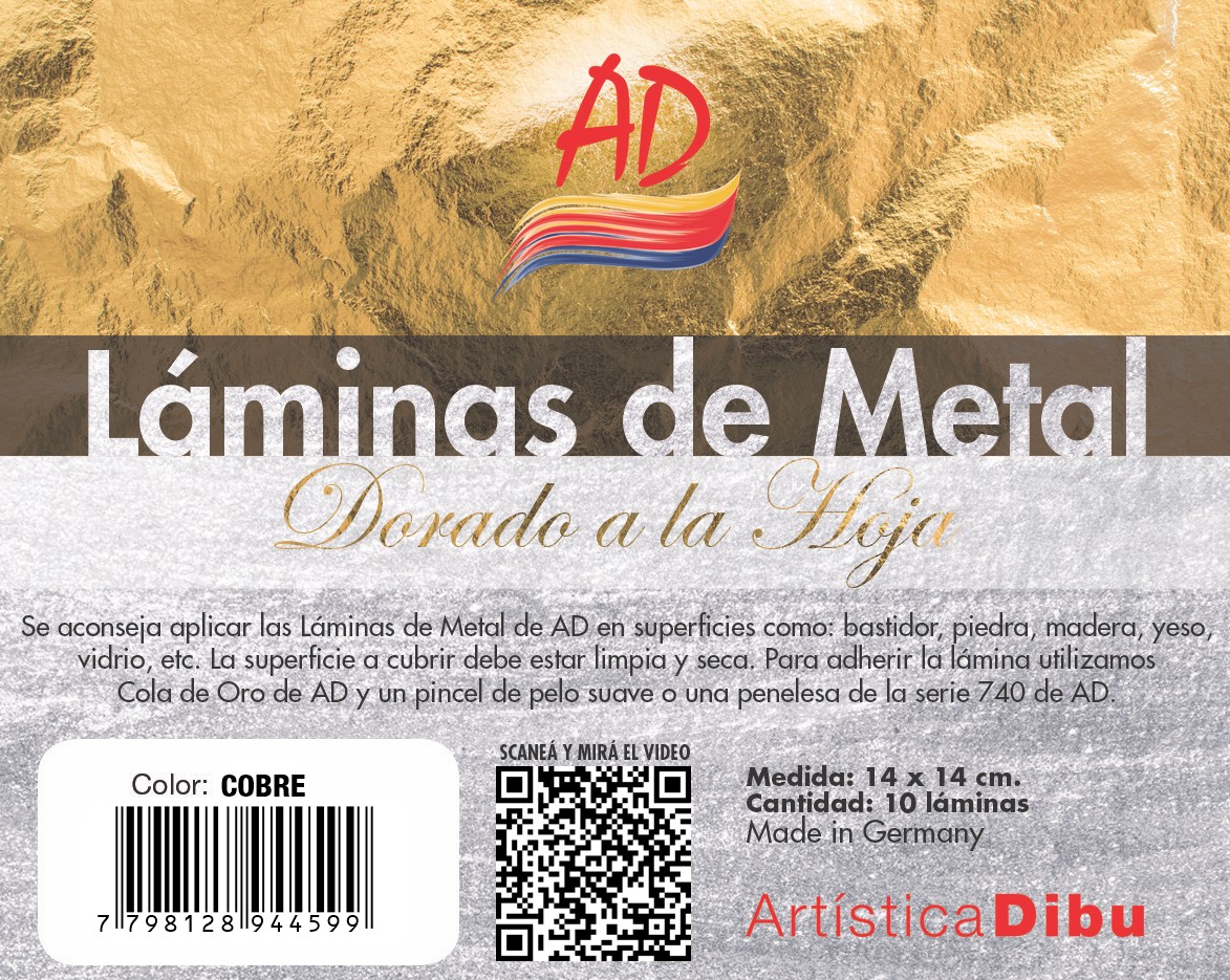LAMINA PARA DORADO A LA HOJA   SOBRE X10 HOJAS - COBRE
