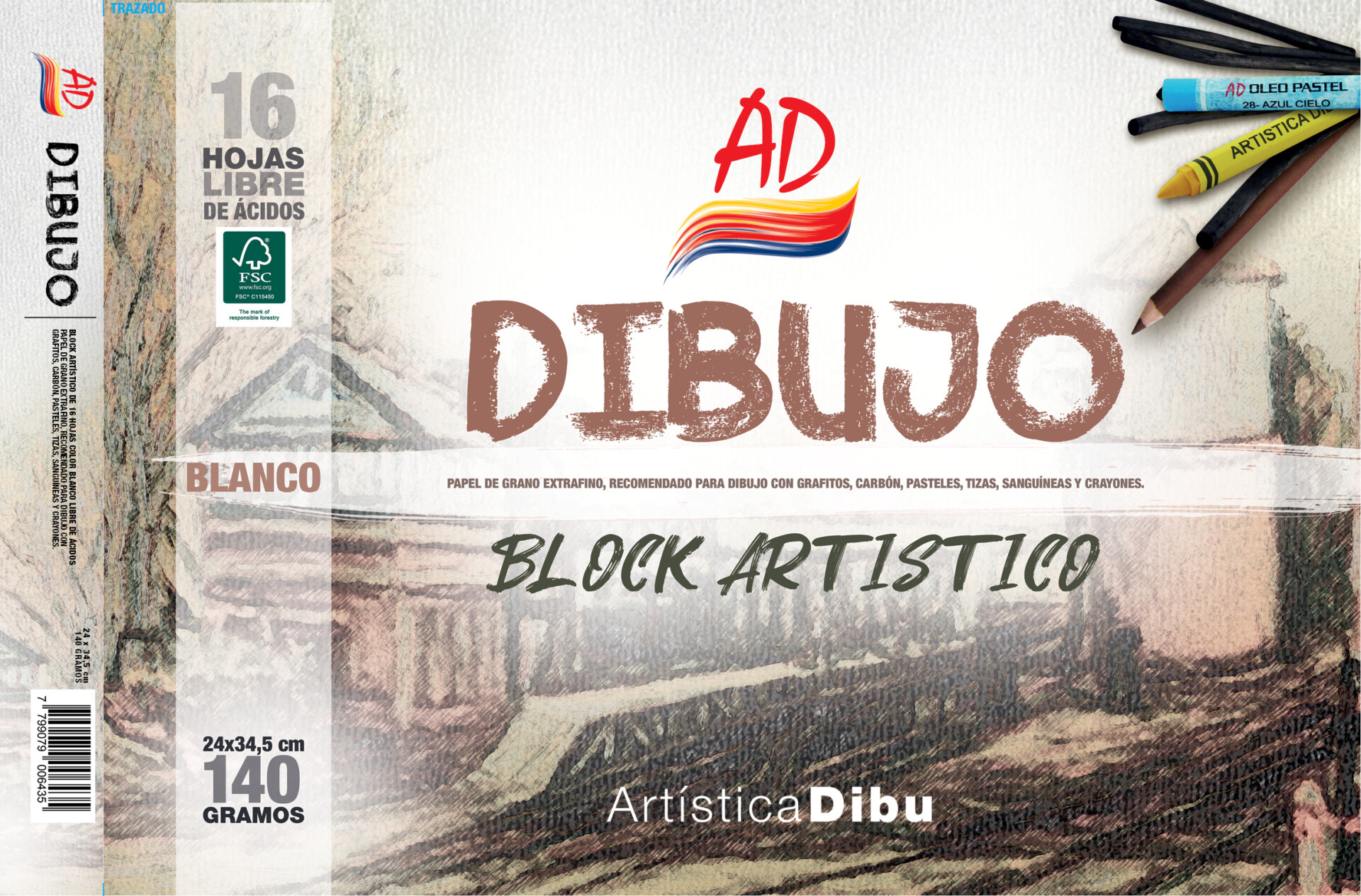 BLOCK DIBUJO BLANCO 140G. - 24*34,5