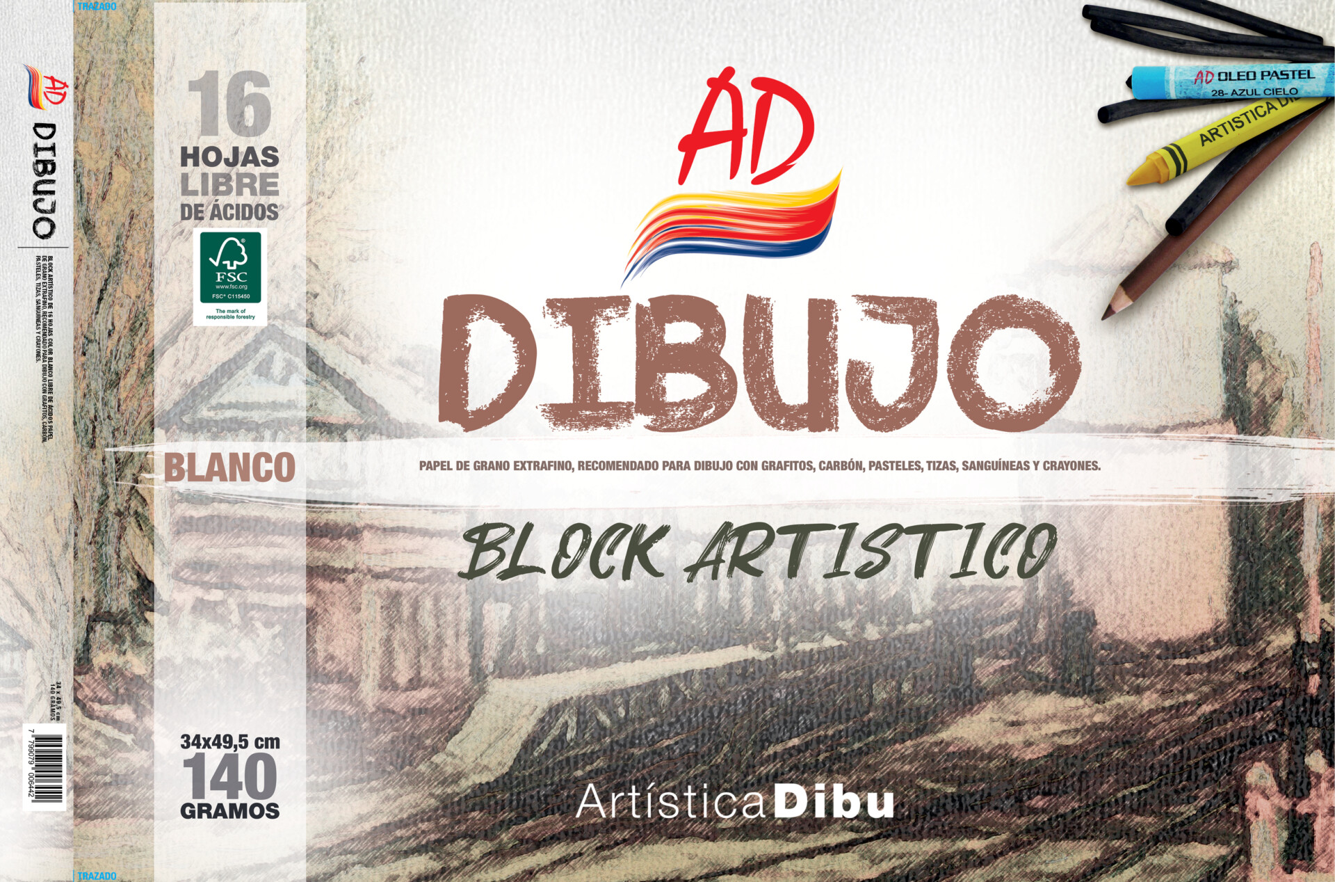 BLOCK DIBUJO BLANCO 140G. - 34*49,5