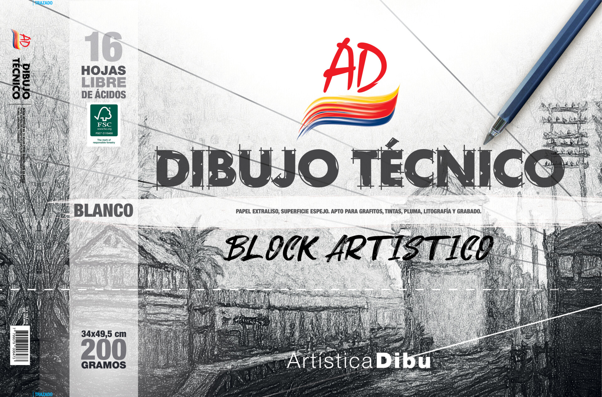 BLOCK DIBUJO TECNICO BLANCO 200G. - 34*49,5
