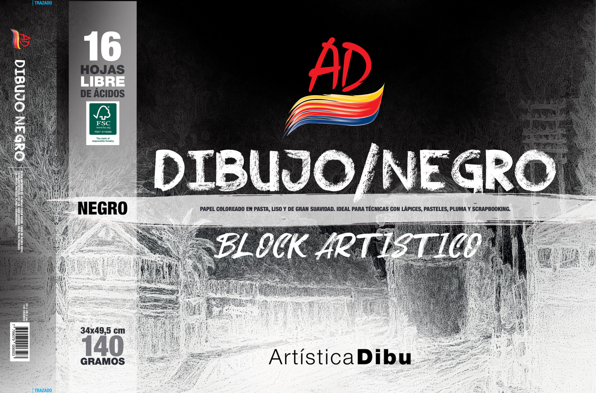 BLOCK DIBUJO NEGRO 140G. - 34*49,5