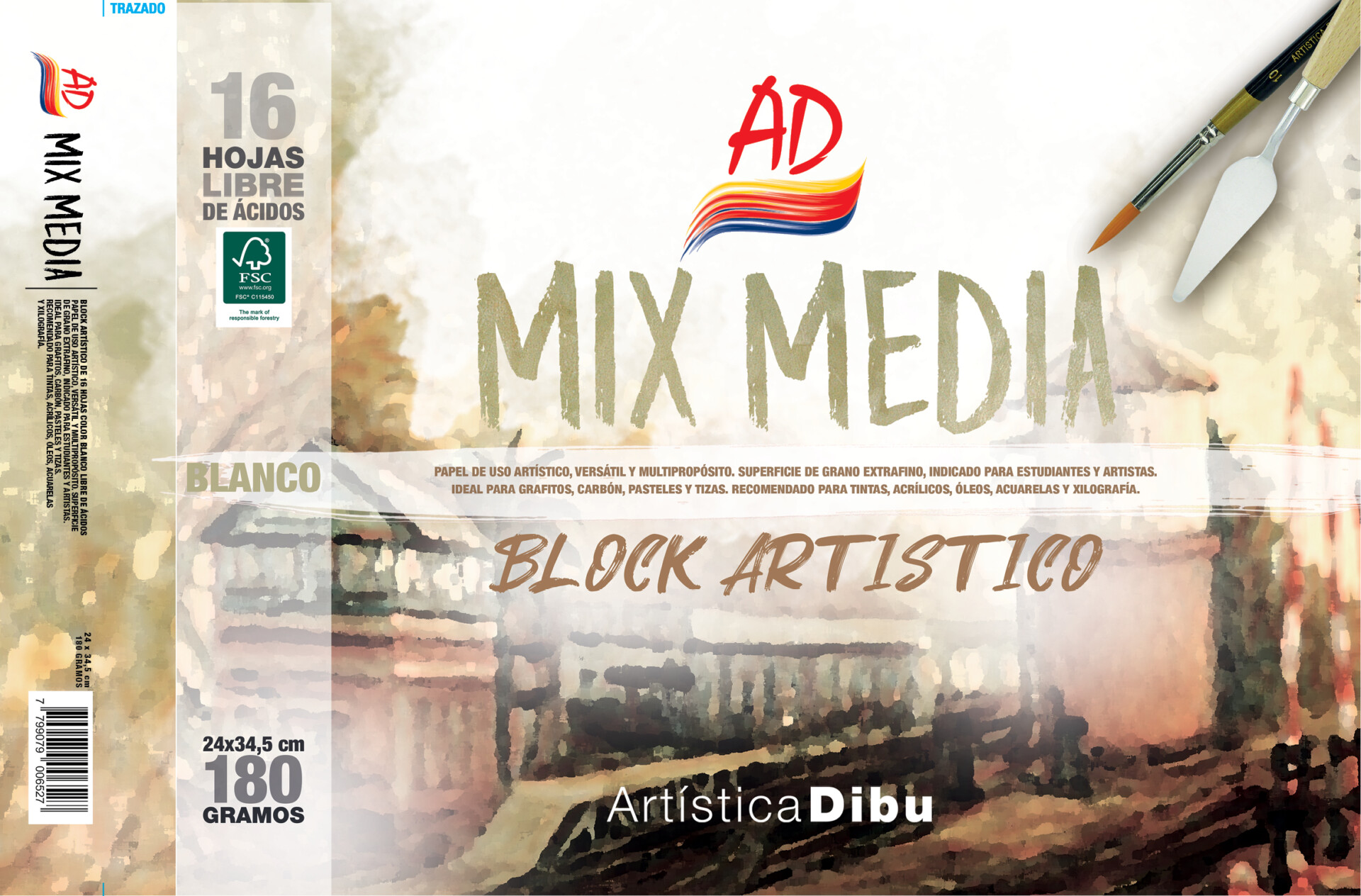 BLOCK MIX MEDIO BLANCO 180G. - 24*34,5