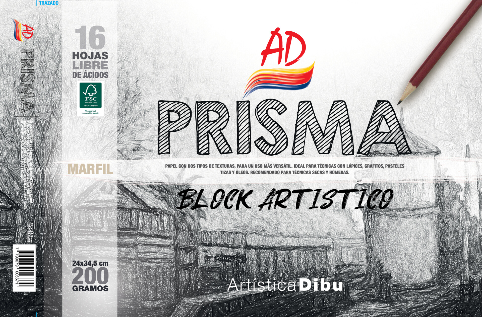 BLOCK PRISMA MARFIL 200G. - 24*34,5