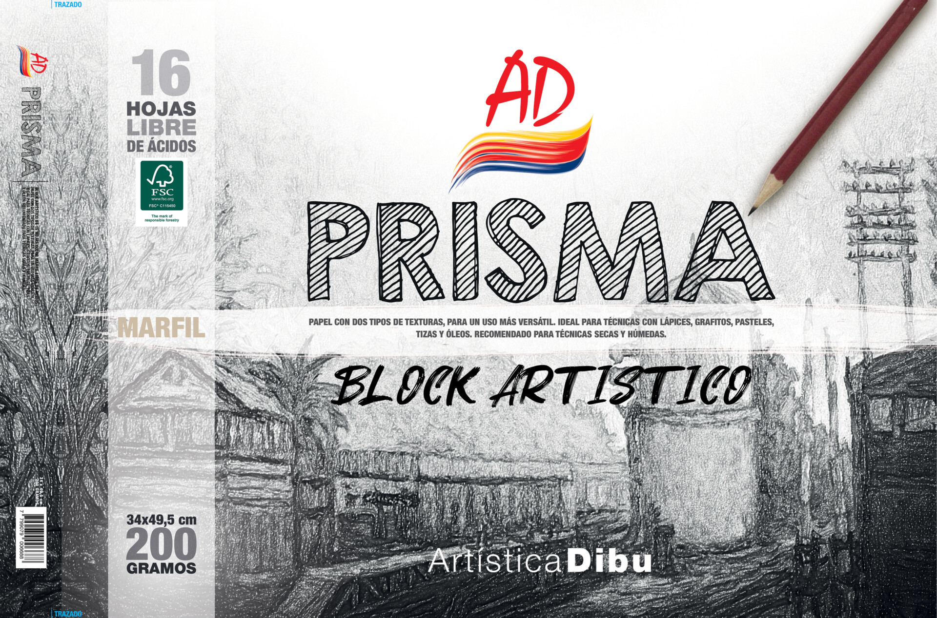BLOCK PRISMA MARFIL 200G. - 34*49,5